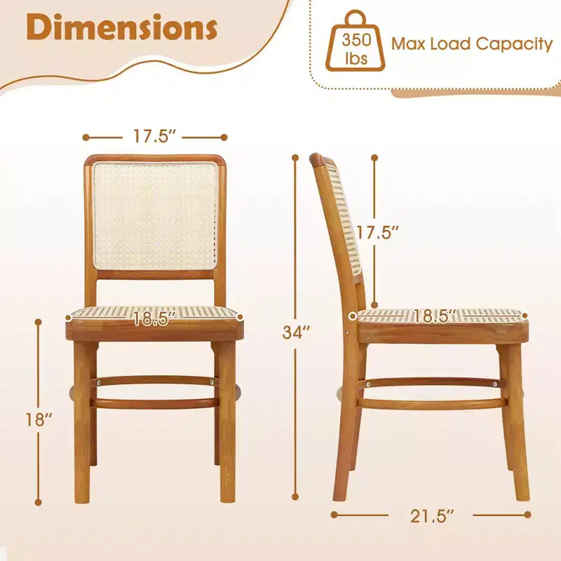 Costway Set di 2/4 sedie da pranzo Boho con struttura in legno di teak e poggiapiedi per uso interno