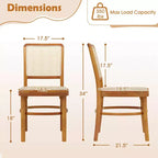 Costway Set di 2/4 sedie da pranzo Boho con struttura in legno di teak e poggiapiedi per uso interno