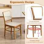 Costway Set di 2/4 sedie da pranzo Boho con struttura in legno di teak e poggiapiedi per uso interno