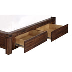 Letto contenitore con pediera in legno massello, color marrone mattone