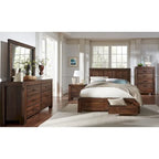 Letto contenitore con pediera in legno massello, color marrone mattone