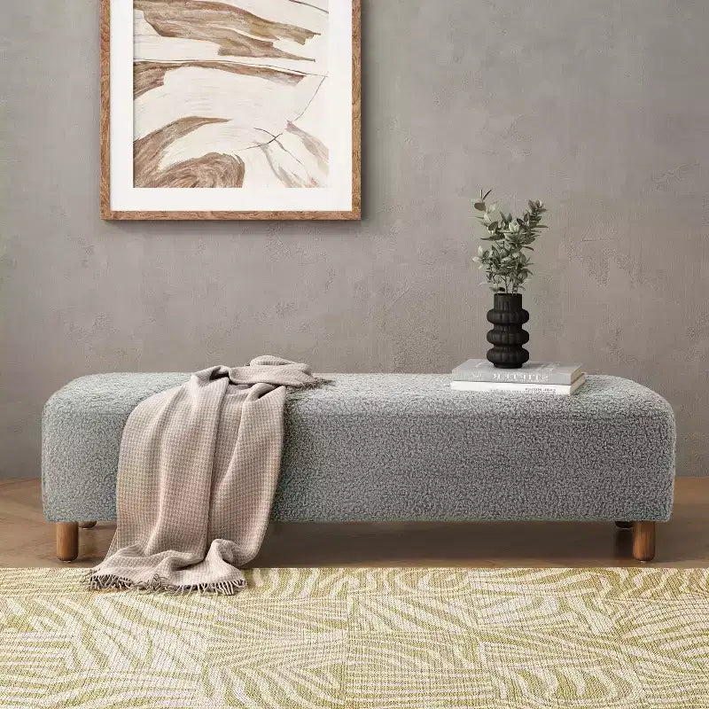 Poggiapiedi imbottito in legno Felix di Christopher Knight Home