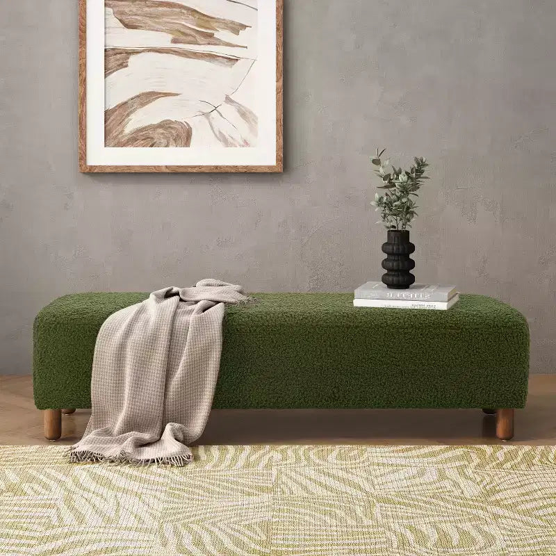 Poggiapiedi imbottito in legno Felix di Christopher Knight Home