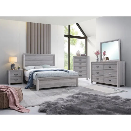 Essa 5 Piece Gray Panel Bedroom Set