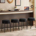 HOMLUX 24 Set di 2 sgabelli da bar rotondi, sedie da pranzo per cucina altezza bancone bianco/nero
