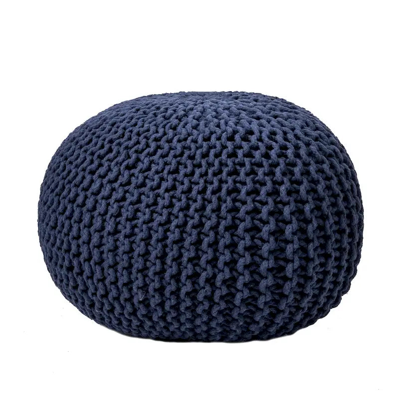 Pouf rotondo in maglia imbottito