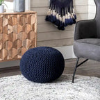Pouf rotondo in maglia imbottito