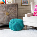 Pouf rotondo in maglia imbottito