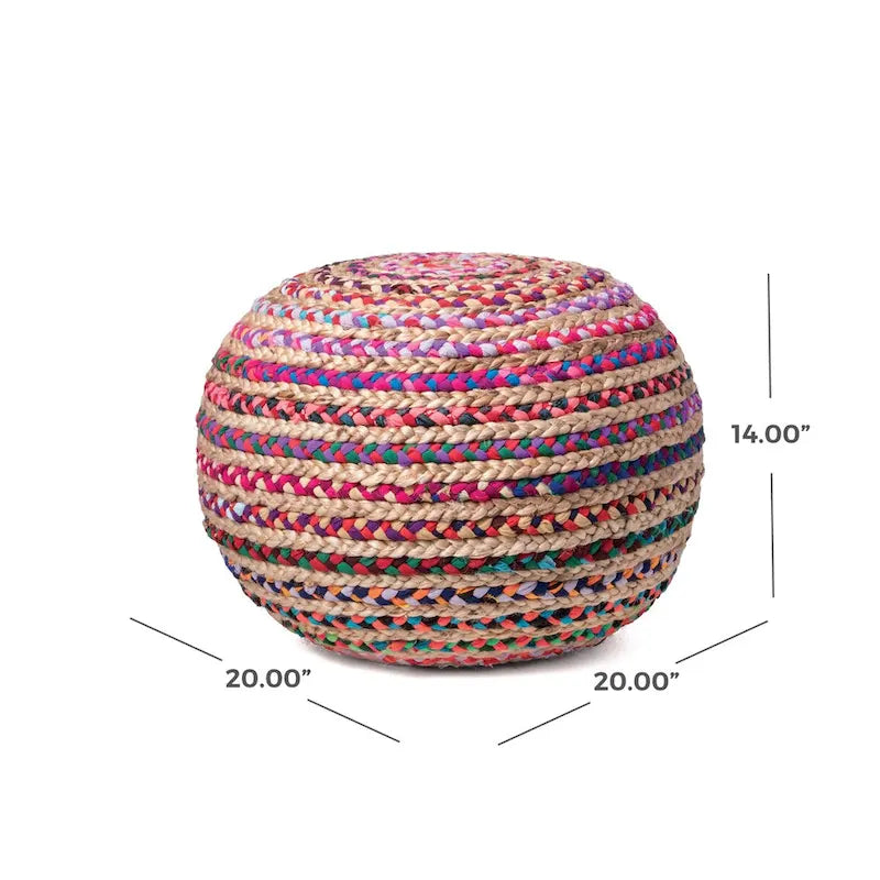 Pouf rotondo in maglia imbottito