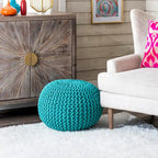 Pouf rotondo in maglia imbottito