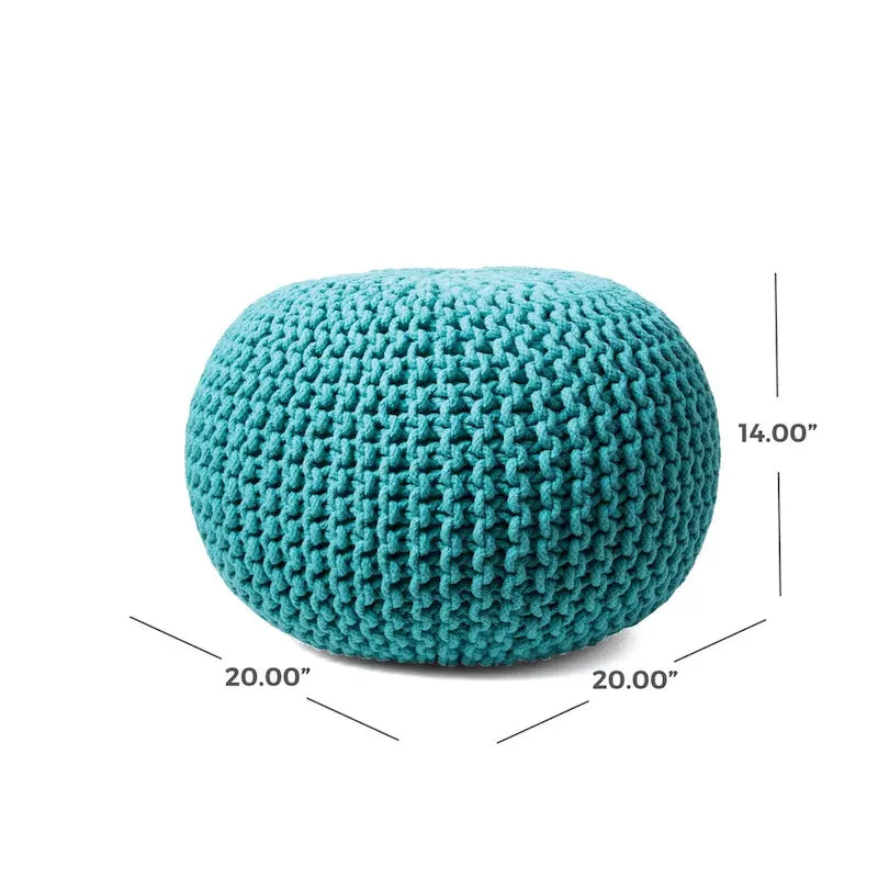 Pouf rotondo in maglia imbottito