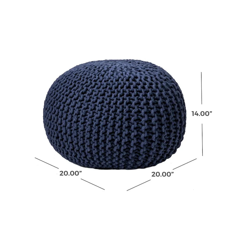 Pouf rotondo in maglia imbottito