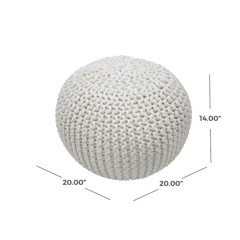 Pouf rotondo in maglia imbottito