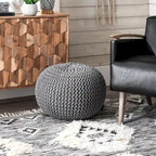 Pouf rotondo in maglia imbottito