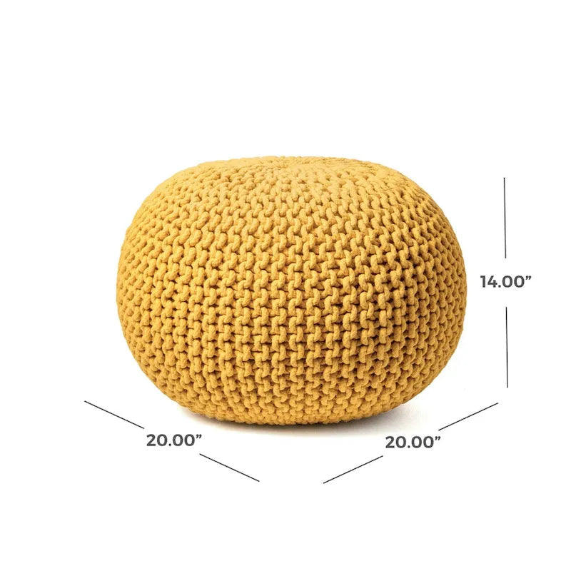 Pouf rotondo in maglia imbottito