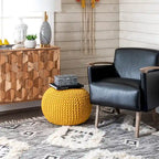 Pouf rotondo in maglia imbottito