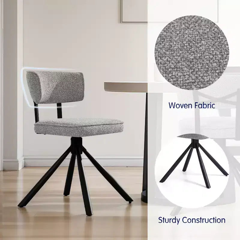 Subrtex Sedie da pranzo set di 2 sedie da cucina moderne in tessuto Sedie d'accento con gambe in metallo nero