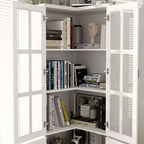 Libreria verticale Famapy bianca dal design ad angolo retto con posizionamento a L