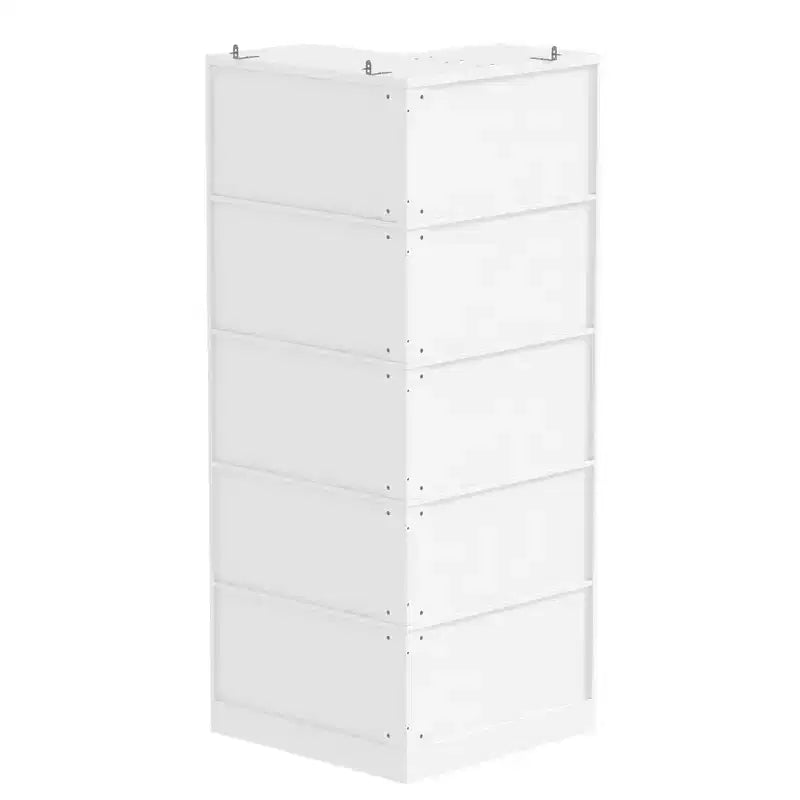 Libreria verticale Famapy bianca dal design ad angolo retto con posizionamento a L