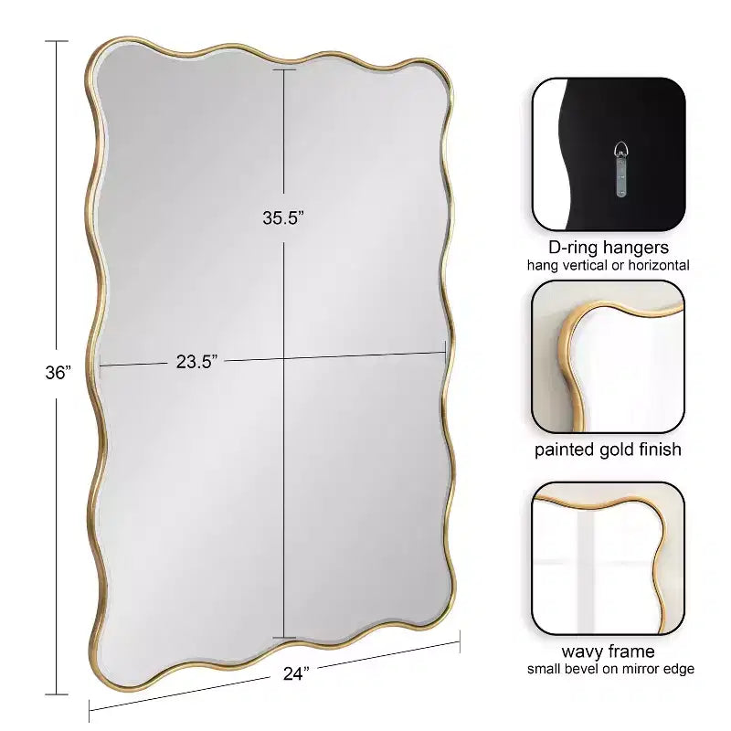 Kate & Laurel All Things Decor Specchio Rettangolare Ondulato Viona 24x36