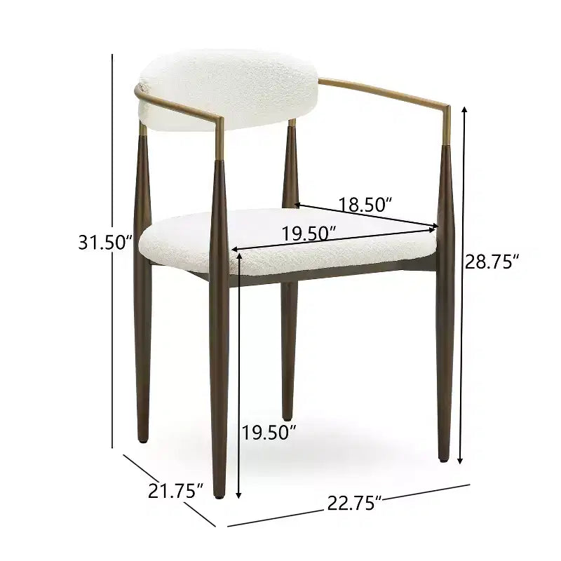 Sedia da pranzo Christopher Knight Home Grov in bouclé e ferro (set da 2), beige e oro