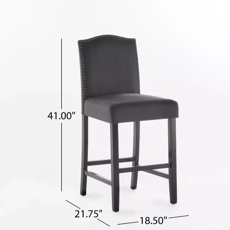 Sgabello da bancone Christopher Knight Home Bella imbottito 26.8 con borchie (set da 2)