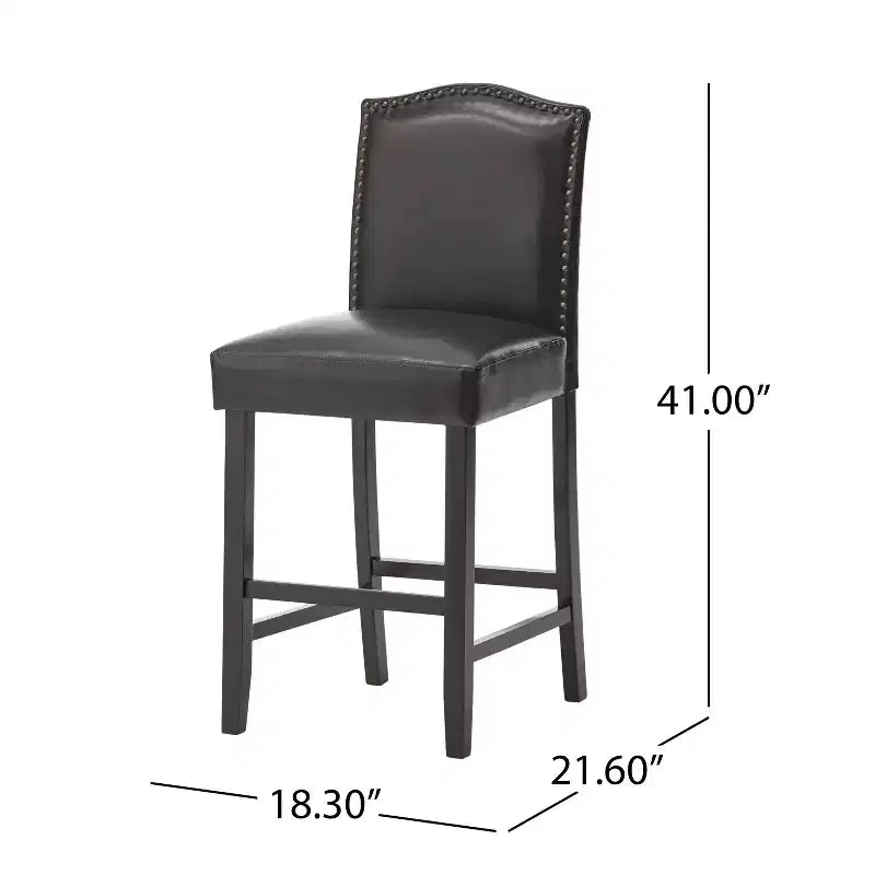 Sgabello da bancone Christopher Knight Home Bella imbottito 26.8 con borchie (set da 2)
