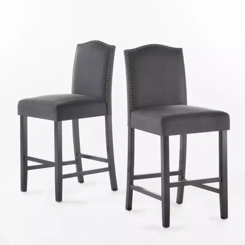 Sgabello da bancone Christopher Knight Home Bella imbottito 26.8 con borchie (set da 2)