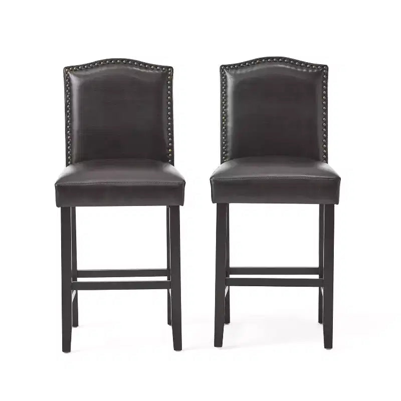 Christopher Knight Home Bella Upholstered 26.8 Counter Stool with Nailhead Trim (Set of 2)