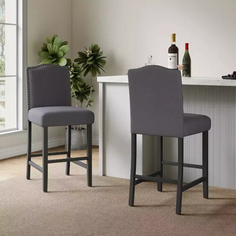 Sgabello da bancone Christopher Knight Home Bella imbottito 26.8 con borchie (set da 2)