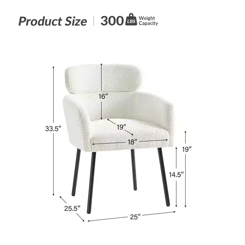 Set di 6 sedie da pranzo Curt Boucle con schienale rialzato e gambe in metallo | Artful Living Design
