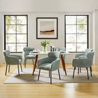 Set di 6 sedie da pranzo Curt Boucle con schienale rialzato e gambe in metallo | Artful Living Design