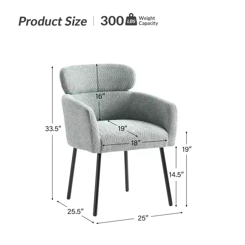 Set di 6 sedie da pranzo Curt Boucle con schienale rialzato e gambe in metallo | Artful Living Design