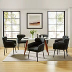 Set di 6 sedie da pranzo Curt Boucle con schienale rialzato e gambe in metallo | Artful Living Design