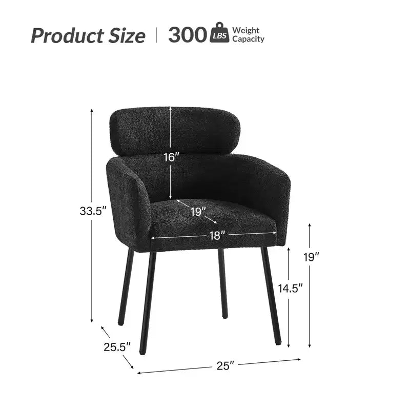Set di 6 sedie da pranzo Curt Boucle con schienale rialzato e gambe in metallo | Artful Living Design