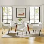 Set di 6 sedie da pranzo Curt Boucle con schienale rialzato e gambe in metallo | Artful Living Design