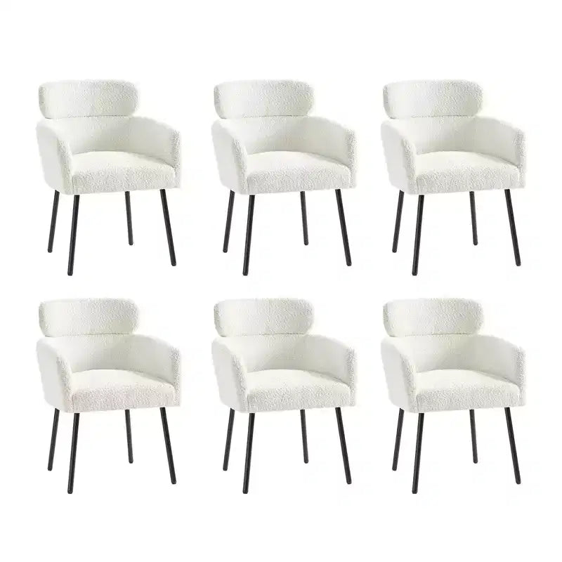 Set di 6 sedie da pranzo Curt Boucle con schienale rialzato e gambe in metallo | Artful Living Design