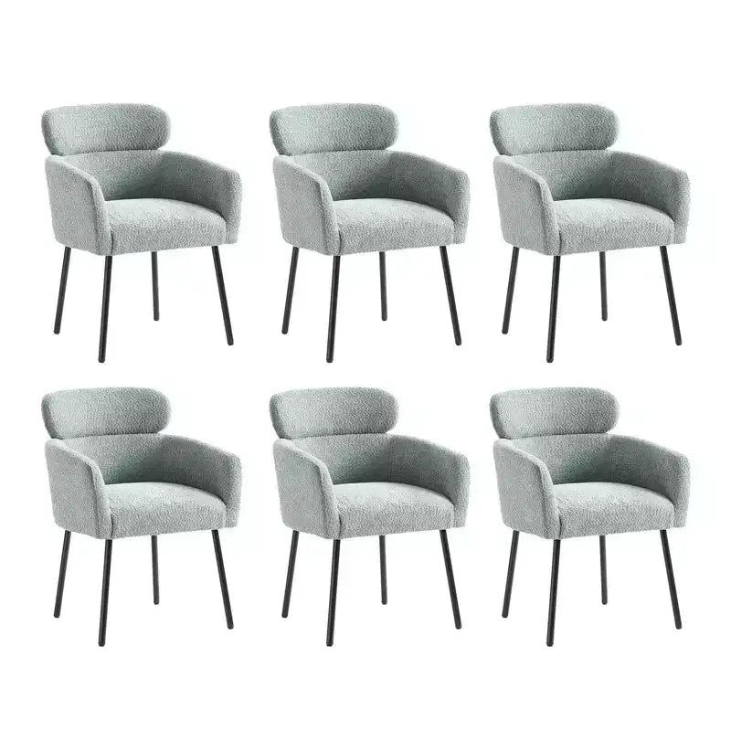 Set di 6 sedie da pranzo Curt Boucle con schienale rialzato e gambe in metallo | Artful Living Design