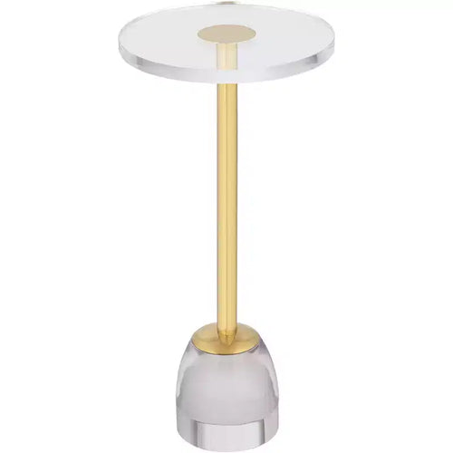 55 Downing Street Hanna 24 3/4 Luxe Gold Side Table with Acrylic Top and Glass Base