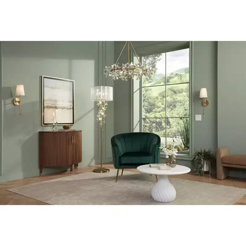55 Downing Street Tavolino da appoggio Hanna 24 3/4 Luxe Gold con piano in acrilico e base in vetro