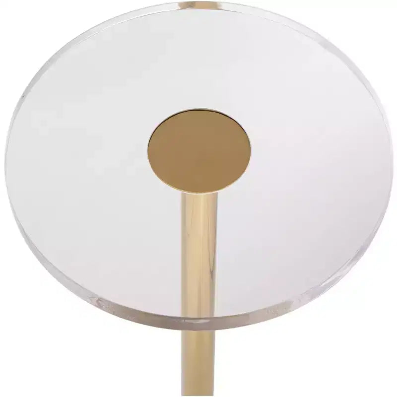 55 Downing Street Tavolino da appoggio Hanna 24 3/4 Luxe Gold con piano in acrilico e base in vetro