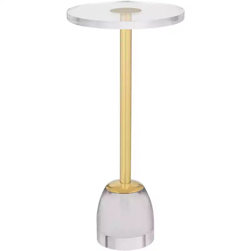 55 Downing Street Tavolino da appoggio Hanna 24 3/4 Luxe Gold con piano in acrilico e base in vetro
