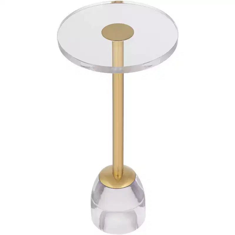 55 Downing Street Tavolino da appoggio Hanna 24 3/4 Luxe Gold con piano in acrilico e base in vetro