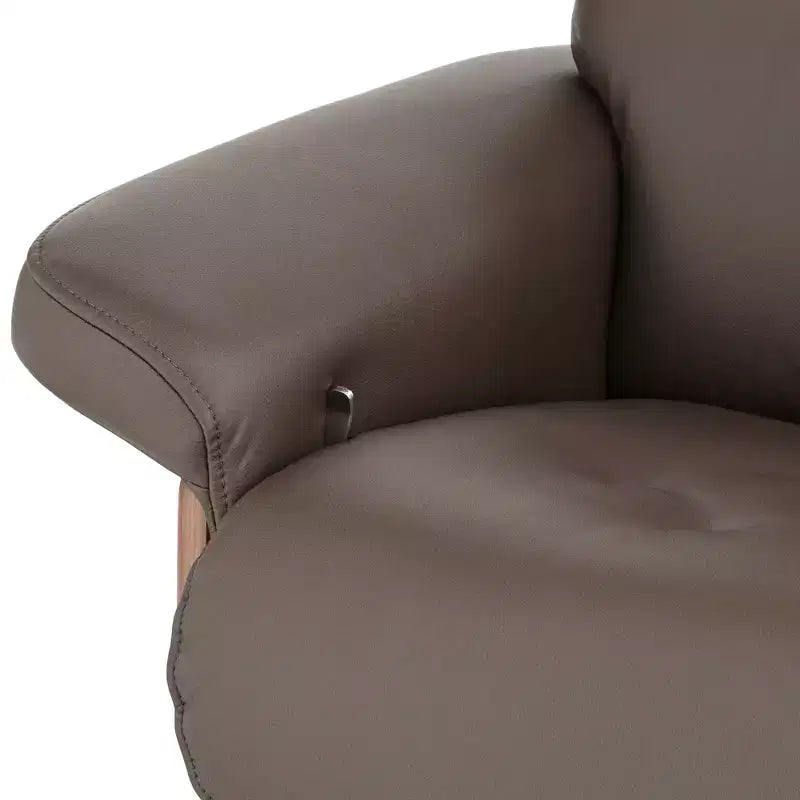 Poltrona reclinabile girevole in similpelle trapuntata Melia Chocolate BenchMaster con poggiapiedi inclinato