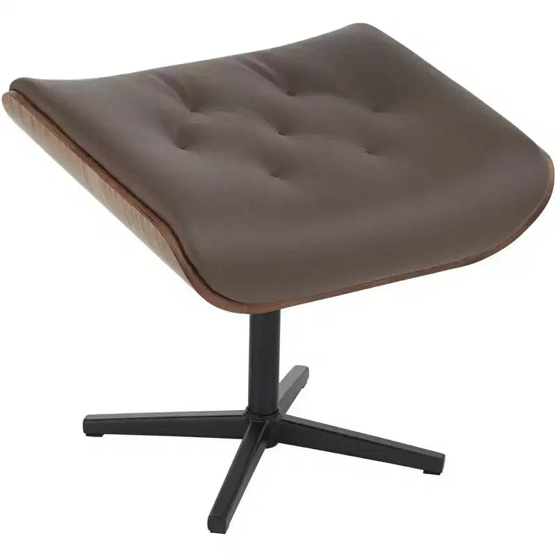 Poltrona reclinabile girevole in similpelle trapuntata Melia Chocolate BenchMaster con poggiapiedi inclinato