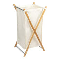 Cesto portabiancheria a X in bambù, fodera lavabile e struttura in bambù, ecologico e rinnovabile, pieghevole per riporre, semplice ed elegante