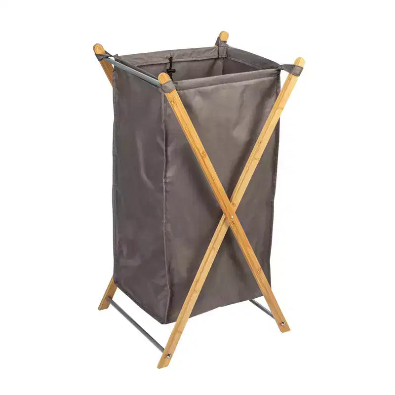 X-Frame Bamboo Hamper, Washable Liner and Bamboo Frame, Eco-Friendly and Renewable, Folds for Storage, Simple and Chic