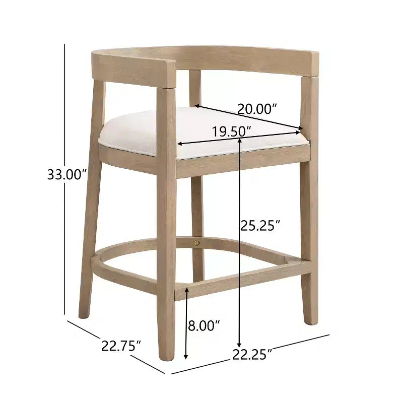 Christopher Knight Home Faraday Sgabelli da bancone imbottiti in legno di gomma da 25,25" con poggiapiedi (set da 2)