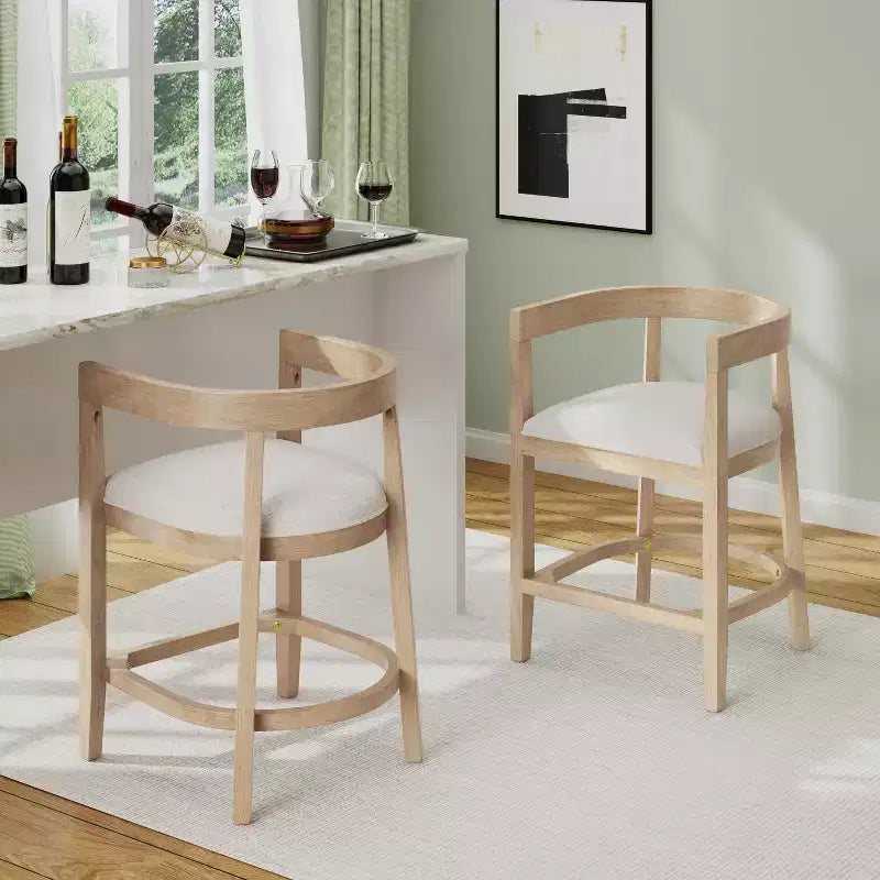 Christopher Knight Home Faraday Sgabelli da bancone imbottiti in legno di gomma da 25,25" con poggiapiedi (set da 2)