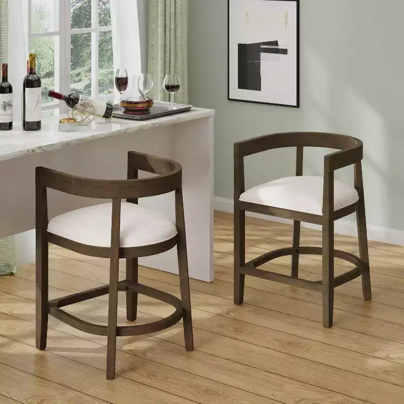 Christopher Knight Home Faraday Sgabelli da bancone imbottiti in legno di gomma da 25,25" con poggiapiedi (set da 2)